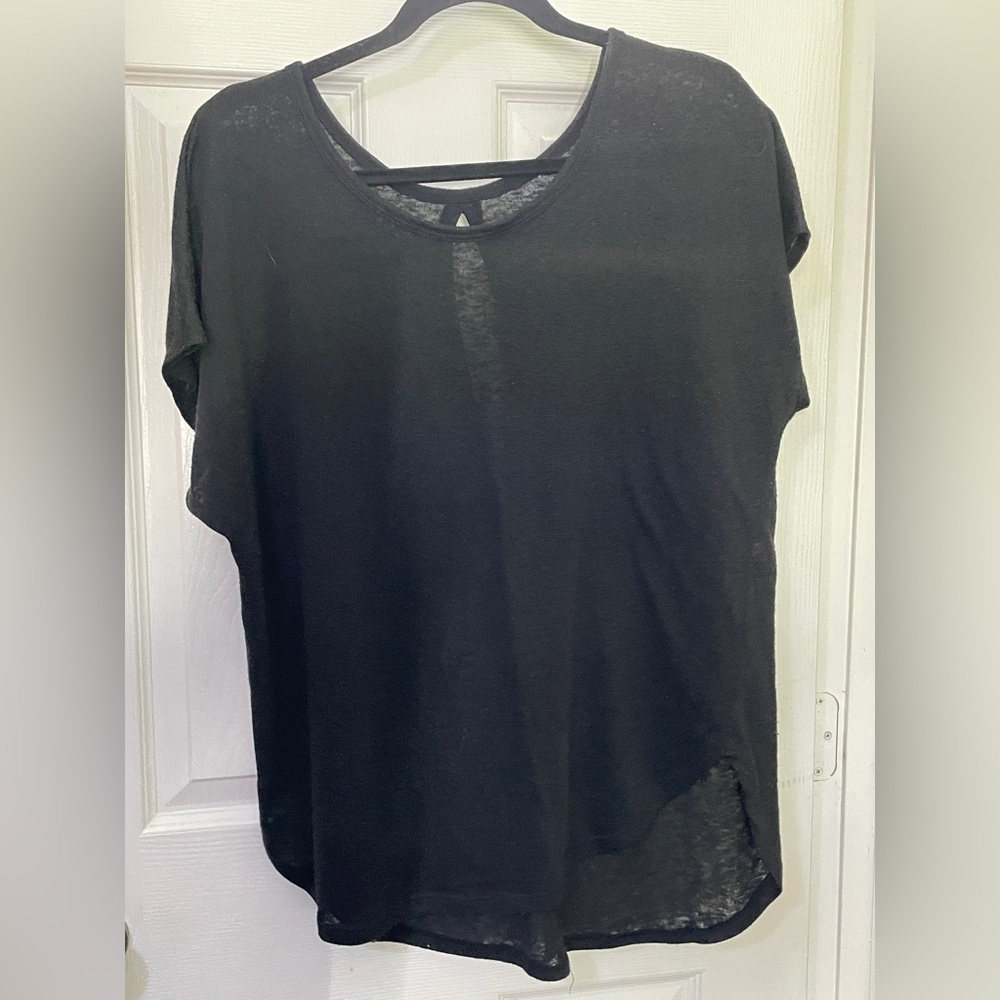 Lane Bryant Black Knit Short Sleeve T-Shirt with Keyhole Accent, Plus Size 18/20